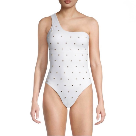 MILLY Joni Diamond Heat Crystal-Embellished One-Piece Swimsuit Size Small - Picture 1 of 12